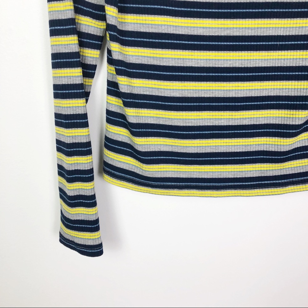 Code X Mode Striped Mock Neck Zip Front Top Size … - image 2